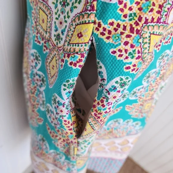 Nine West Womens Multicolor Keyhole V-Neck Floral Short A-Line Dress Size 12 - Picture 5 of 14